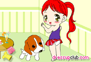Puppy And Girl Painting